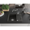 Mexen Enzo Granitspüle 1-Becken mit Abtropffläche und Küchenarmatur Carla, schwarz/gold metallic - 6506-75-670700-00