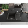 Mexen Enzo granit gootsteen 1-komoer met afdruiprek en keukenkraan Carla, zwart/goud metallic - 6506-75-670700-70