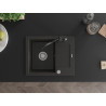 Mexen Enzo granit gootsteen 1-komoer met afdruiprek en keukenkraan Carla, zwart/goud metallic - 6506-75-670700-70