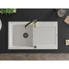Mexen Leo fregadero de granito de 1 seno con escurridor y grifo de cocina Aster, blanco - 6501-20-73450-57-B