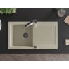 Mexen Leo 1-bowl granite sink with drainer and Aster kitchen tap, beige - 6501-69-73450-07-B
