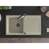 Mexen Leo granieten enkele spoelbak met afdruiprek en keukenmengkraan Aster, beige - 6501-69-73450-07-B