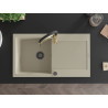Mexen Leo fregadero de granito de 1 cubeta con escurridor y grifo de cocina Aster, beige - 6501-69-73450-57-B