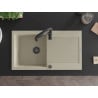 Mexen Leo granite kitchen sink 1-bowl with drainer and Aster kitchen tap, beige - 6501-69-73450-70-B