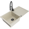 Mexen Leo fregadero de granito de 1 seno con escurridor y grifo de cocina Aster, beige - 6501-69-73450-70-B