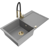 Mexen Leo fregadero de granito de 1 seno con escurridor y grifo de cocina Aster, gris - 6501-71-73450-57-G