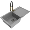 Mexen Leo fregadero de granito de 1 cubeta con escurridor y grifo de cocina Aster, gris - 6501-71-73450-57-B