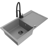 Mexen Leo fregadero de granito de 1 cubeta con escurridor y grifo de cocina Aster, gris - 6501-71-73450-70-B