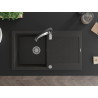 Mexen Leo 1-Komponenten Granitspüle mit Abtropffläche und Küchenarmatur Aster, schwarz/gold metallic - 6501-75-73450-07