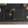 Mexen Leo fregadero de granito de 1 seno con escurridor y grifo de cocina Aster, negro/oro metálico - 6501-75-73450-57-G