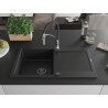 Mexen Leo fregadero de granito de 1 cubeta con escurridor y grifo de cocina Aster, negro - 6501-77-73450-07-B