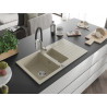 Mexen Matias fregadero de granito 1,5 senos con escurridor y grifo de cocina Aster, beige - 6502-69-73450-07