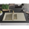 Mexen Matias Granitspüle 1,5-Kammer mit Abtropffläche und Küchenarmatur Aster, beige - 6502-69-73450-57-G