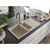 Mexen Matias Granitspüle 1,5-beckig mit Abtropffläche und Küchenarmatur Aster, beige - 6502-69-73450-57-G