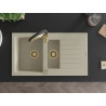 Mexen Matias Granitspüle 1,5-beckig mit Abtropffläche und Küchenarmatur Aster, beige - 6502-69-73450-57-G