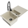 Mexen Matias Granitspüle 1,5-fach mit Abtropffläche und Küchenarmatur Aster, beige - 6502-69-73450-70-B