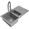Mexen Matias granitno pomivalno korito z 1,5 komoro s cedilnikom in kuhinjsko pipo Aster, sivo - 6502-71-73450-07