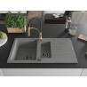Mexen Matias fregadero de granito de 1,5 cubetas con escurridor y grifo de cocina Aster, gris - 6502-71-73450-57-B