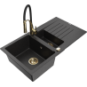 Mexen Matias fregadero de granito 1,5-cuencos con escurridor y grifo de cocina Aster, negro/plateado - 6502-73-73450-57-G