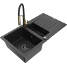 Mexen Matias fregadero de granito 1,5-cubetas con escurridor y grifo de cocina Aster, negro/plata - 6502-73-73450-57-B