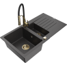 Mexen Matias fregadero de granito 1.5 senos con escurridor y grifo de cocina Aster, negro salpicado - 6502-76-73450-57-G