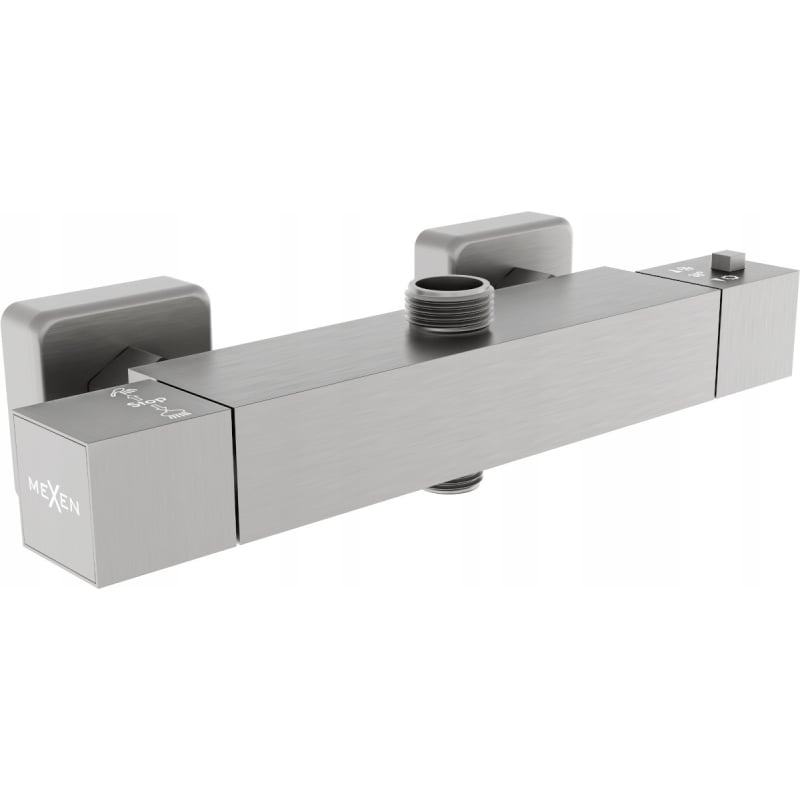 Mexen Cube thermostatic shower faucet, brushed gun gray - 77250-66