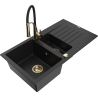 Mexen Matias fregadero de granito de 1,5 senos con escurridor y grifo de cocina Aster, negro - 6502-77-73450-57-G