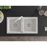 Mexen Mario 2-chamber granite sink with Aster kitchen faucet, white - 6504-20-73450-02