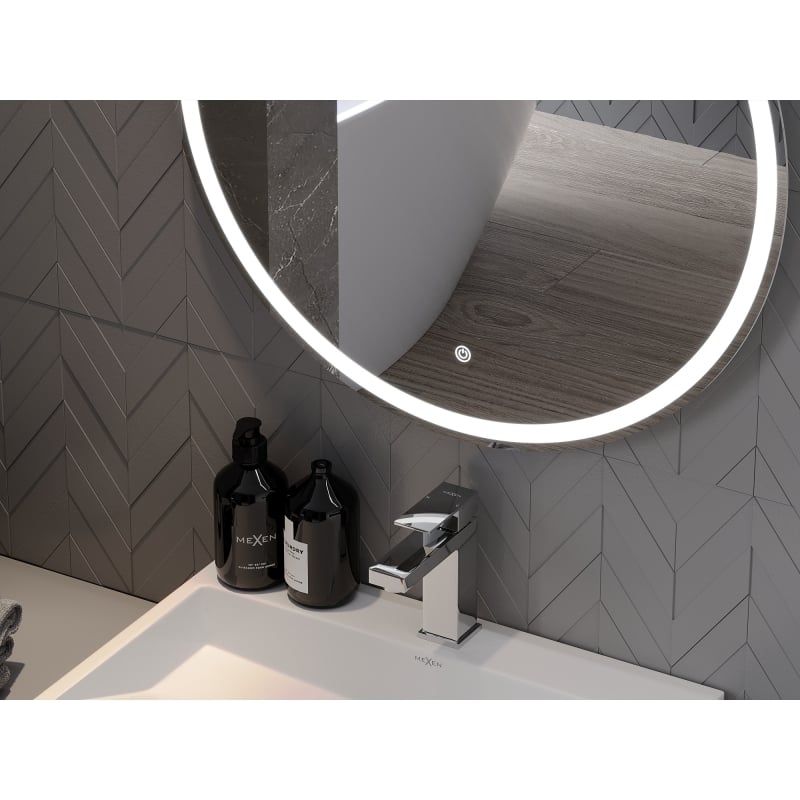 Mexen Gobi espejo de baño iluminado, redondo 90 cm, LED 6000K, antivaho - 9801-090-090-611-00