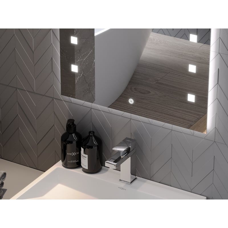 Mexen Ner miroir de salle de bains éclairé 100 x 80 cm, LED 6000K, antibuée - 9809-100-080-611-00