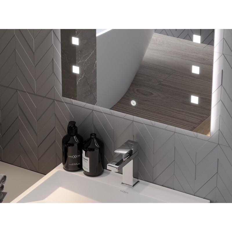 Mexen Ner verlicht spiegel voor de badkamer 100 x 80 cm, LED 6000K, anti-condens - 9809-100-080-611-00