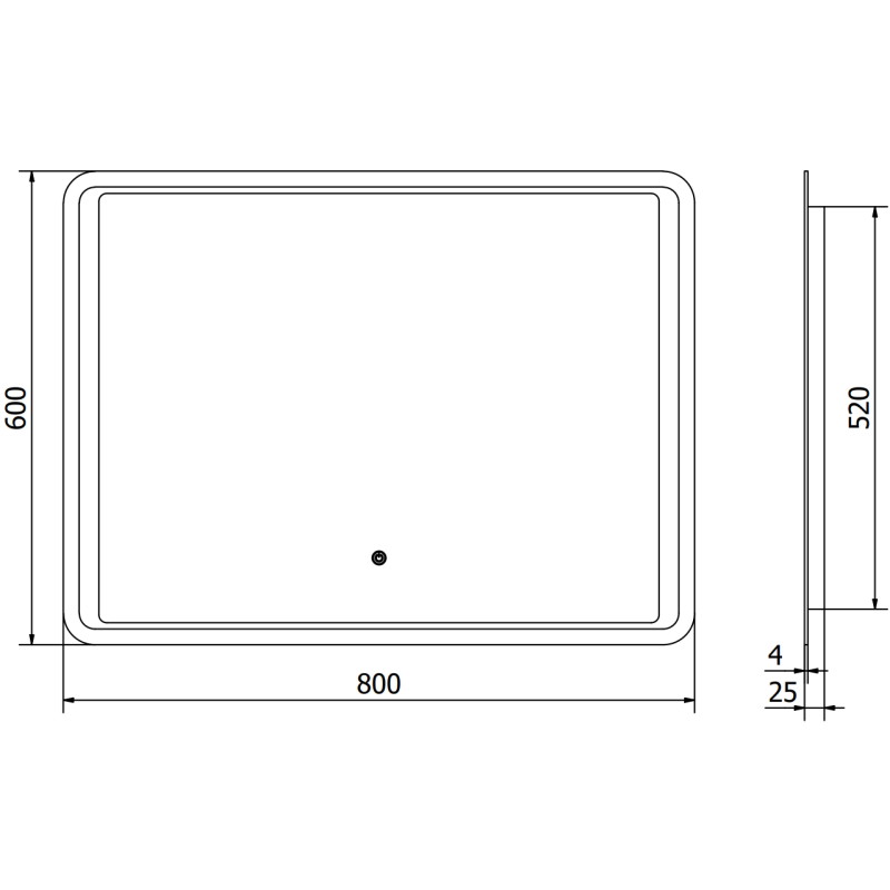 Mexen Zusa miroir de salle de bain rétroéclairé 80 x 60 cm, LED 6000K, anti-buée - 9808-080-060-611-00