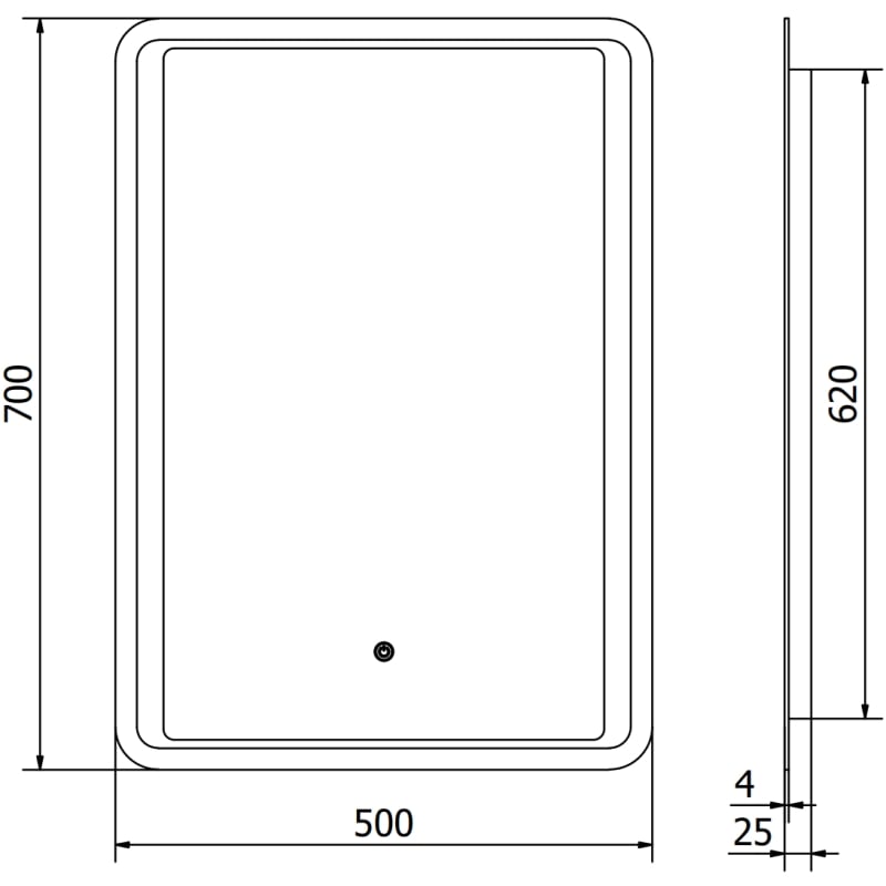 Mexen Zusa espejo de baño iluminado 50 x 70 cm, LED 6000K, antivaho - 9808-050-070-611-00