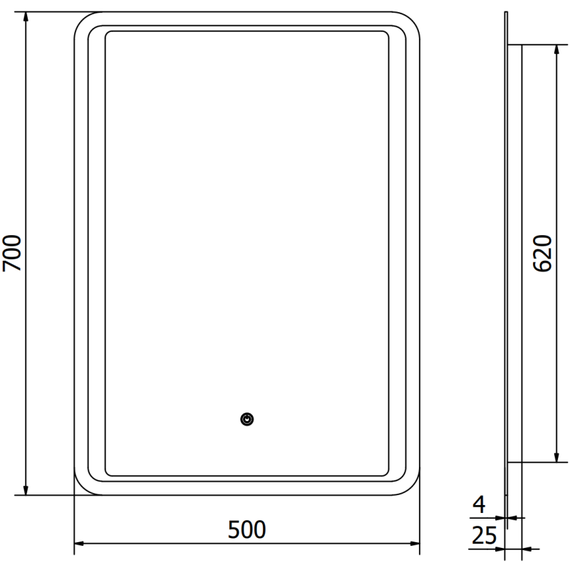 Mexen Zusa verlichte badkamerspiegel 50 x 70 cm, LED 6000K, anti-condens - 9808-050-070-611-00