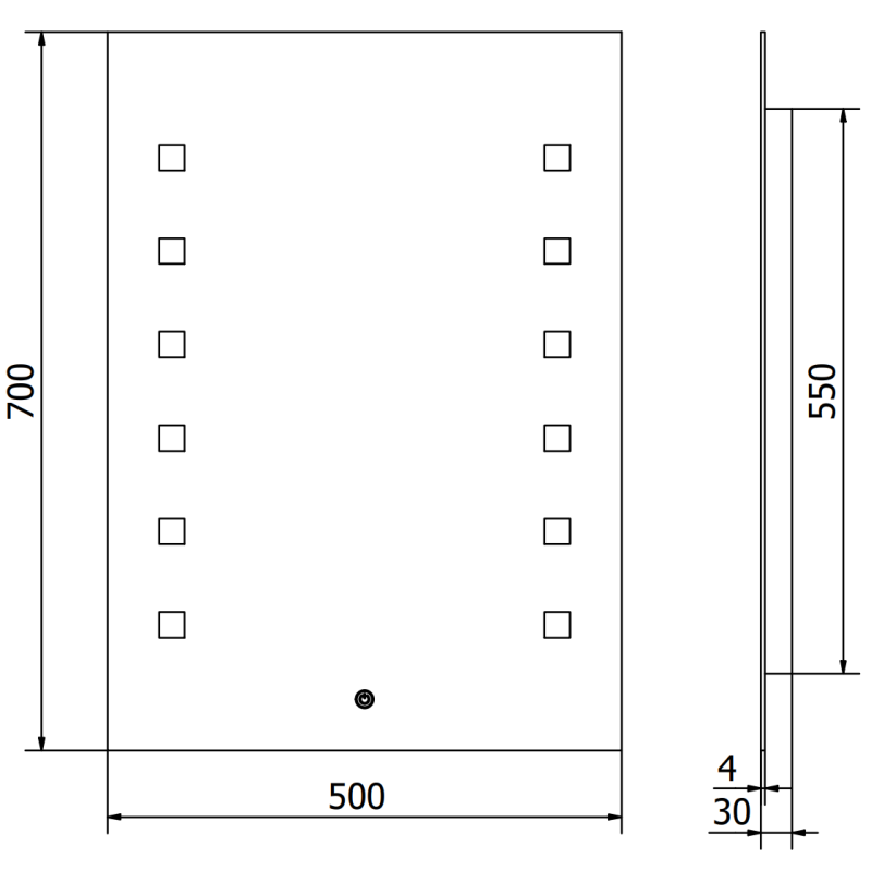 Mexen Ner 50 x 70 cm LED-valaistu kylpyhuoneen peili, 6000K, huurtumisen esto - 9809-050-070-611-00