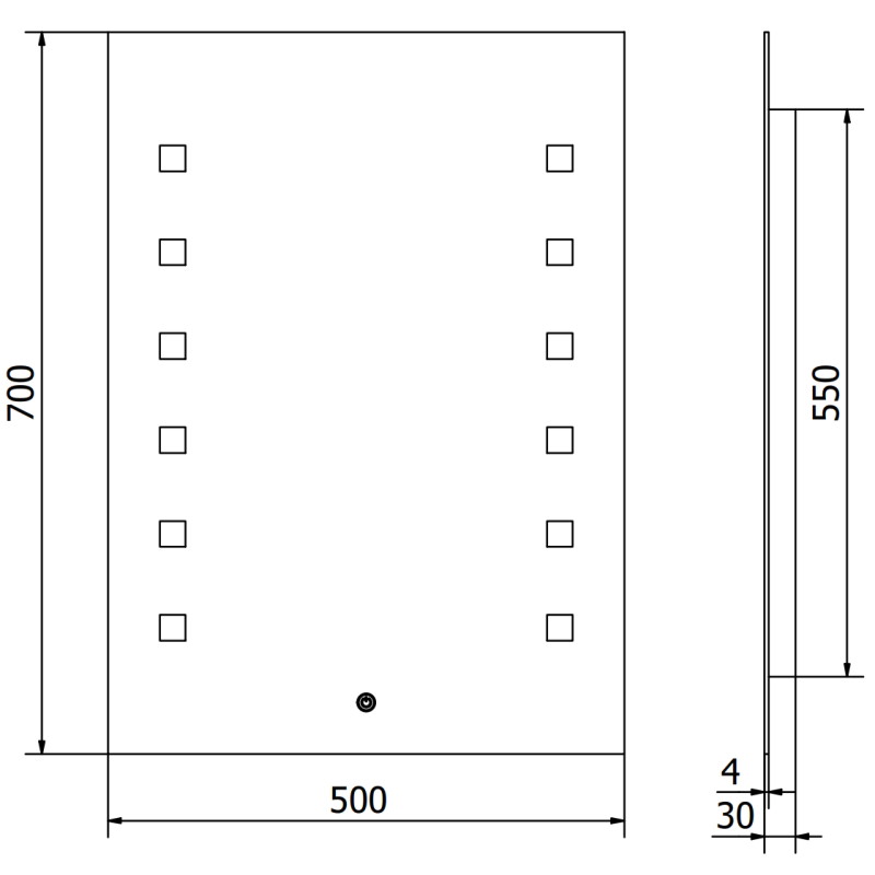 Mexen Ner espejo de baño iluminado 50 x 70 cm, LED 6000K, antiempañado - 9809-050-070-611-00