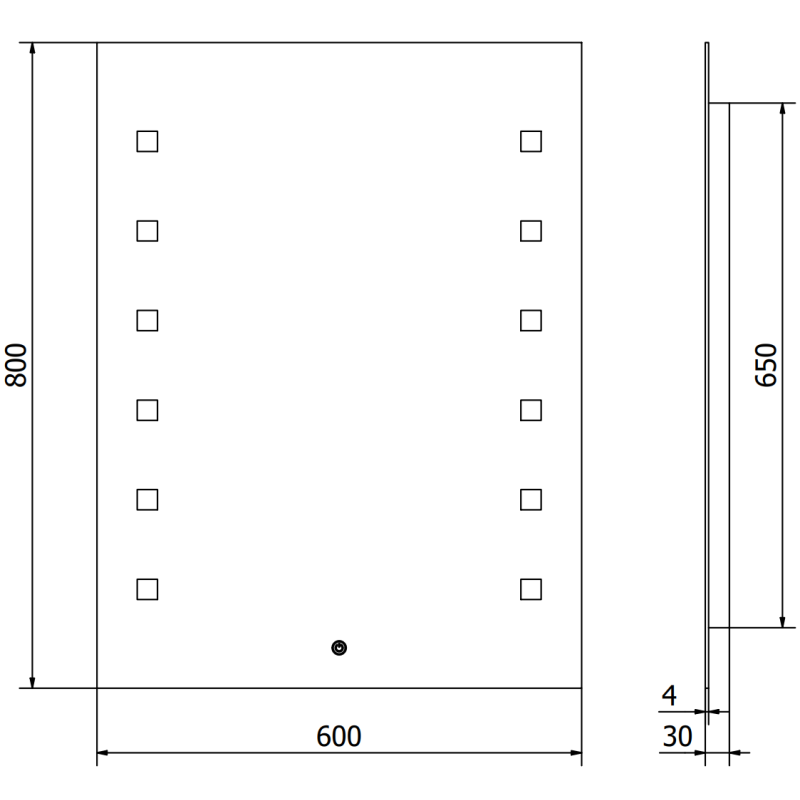 Mexen Ner beleuchteter Badezimmerspiegel 60 x 80 cm, LED 6000K, Antibeschlag - 9809-060-080-611-00