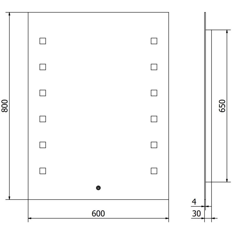 Mexen Ner espejo de baño iluminado 60 x 80 cm, LED 6000K, antivaho - 9809-060-080-611-00