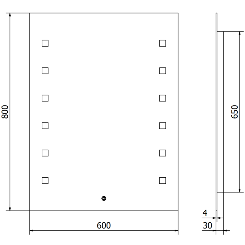 Mexen Ner kopalniško ogledalo s podsvetljavo 60 x 80 cm, LED 6000K, anti-megla - 9809-060-080-611-00