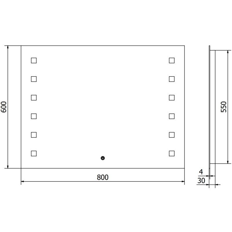 Mexen Ner miroir de salle de bain éclairé 80 x 60 cm, LED 6000K, anti-buée - 9809-080-060-611-00
