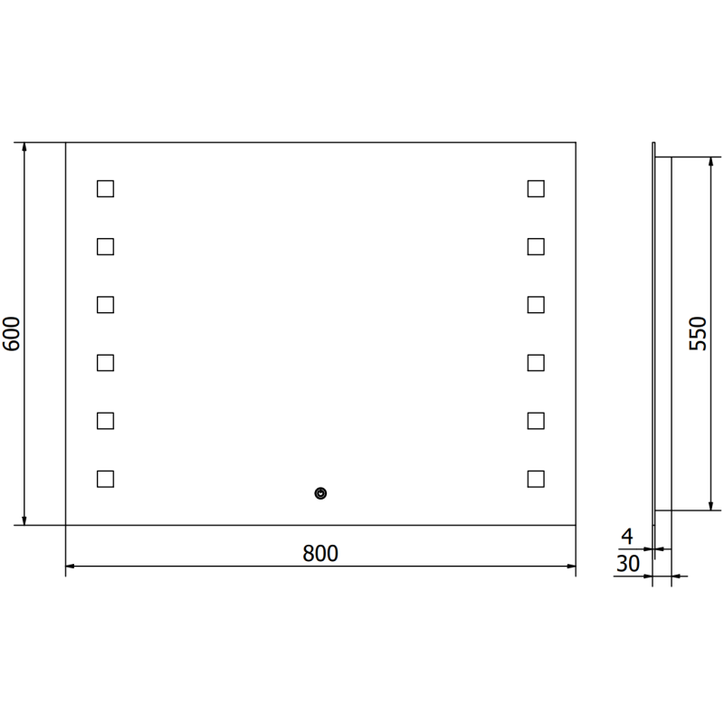Mexen Ner specchio da bagno retroilluminato 80 x 60 cm, LED 6000K, antiappannamento - 9809-080-060-611-00