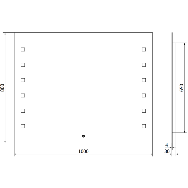 Mexen Ner valaistu kylpyhuoneen peili 100 x 80 cm, LED 6000K, huurteenesto - 9809-100-080-611-00