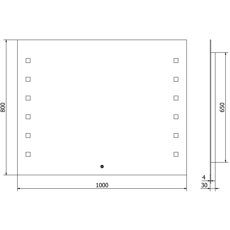 Mexen Ner verlichte badkamerspiegel 100 x 80 cm, LED 6000K, antivlaag - 9809-100-080-611-00