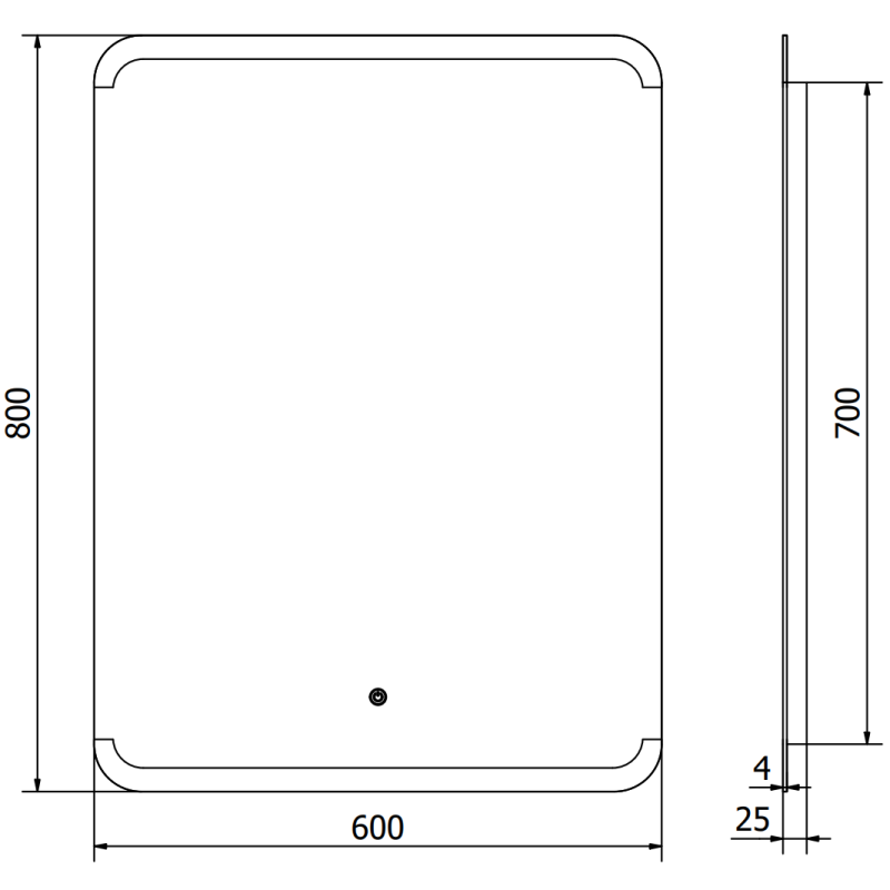 Mexen Nida valaistu kylpyhuoneen peili 60 x 80 cm, LED 6000K, huurteenesto - 9806-060-080-611-00