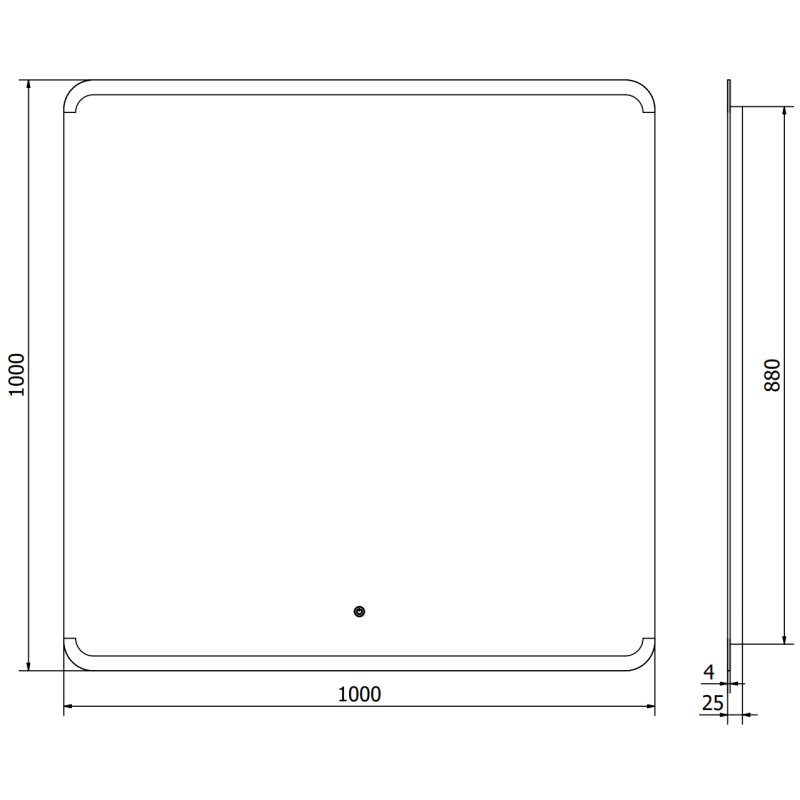 Mexen Nida upplyst badrumsspegel 100 x 100 cm, LED 6000K, antifog - 9806-100-100-611-00