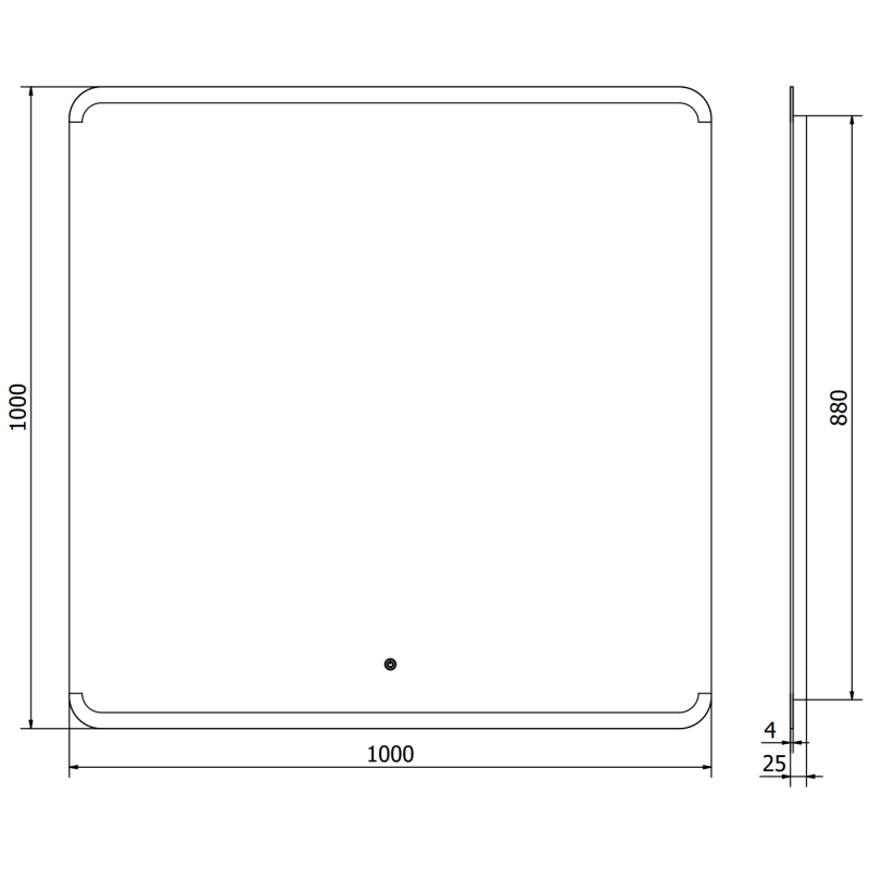 Mexen Nida valaistu kylpyhuoneen peili 100 x 100 cm, LED 6000K, huurteenesto - 9806-100-100-611-00