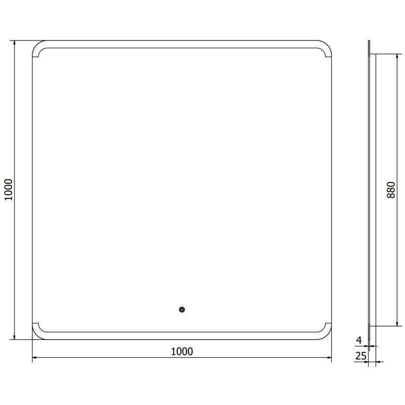 Mexen Nida verlichte badkamerspiegel 100 x 100 cm, LED 6000K, antivries - 9806-100-100-611-00