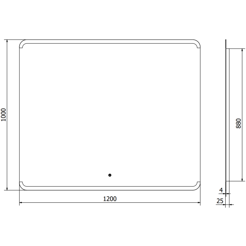 Mexen Nida valaistu kylpyhuoneen peili 120 x 100 cm, LED 6000K, huurteenesto - 9806-120-100-611-00