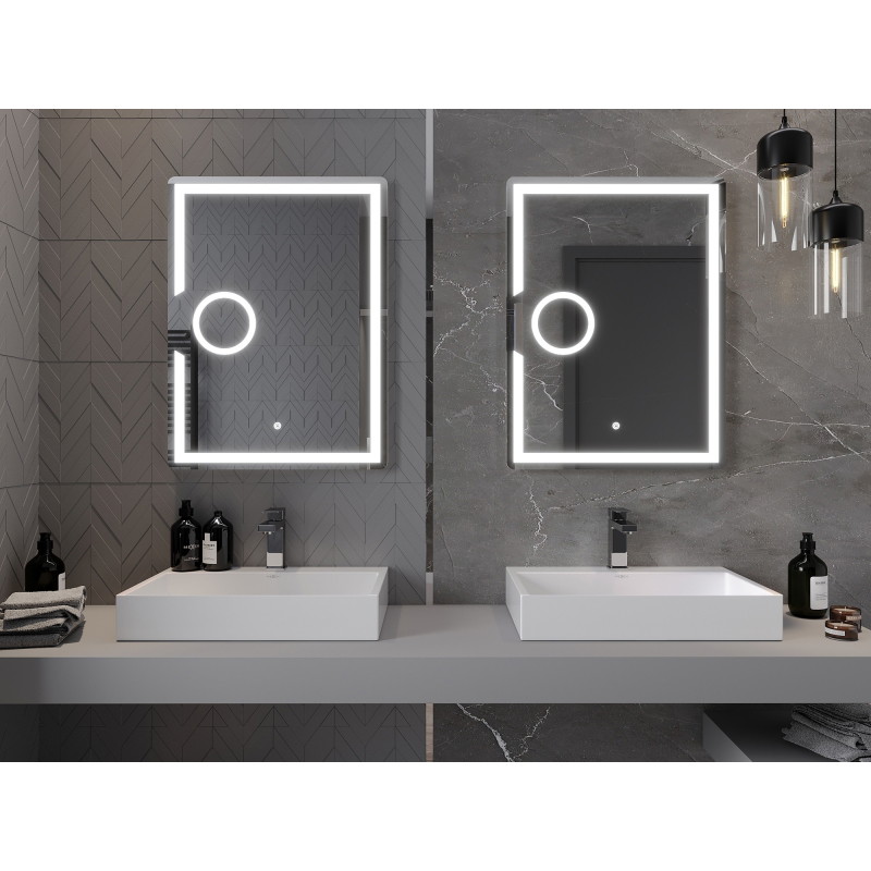 Mexen Onyx espejo de baño iluminado con espejo cosmético 60 x 80 cm, LED 6000K, antivaho - 9813-060-080-611-00