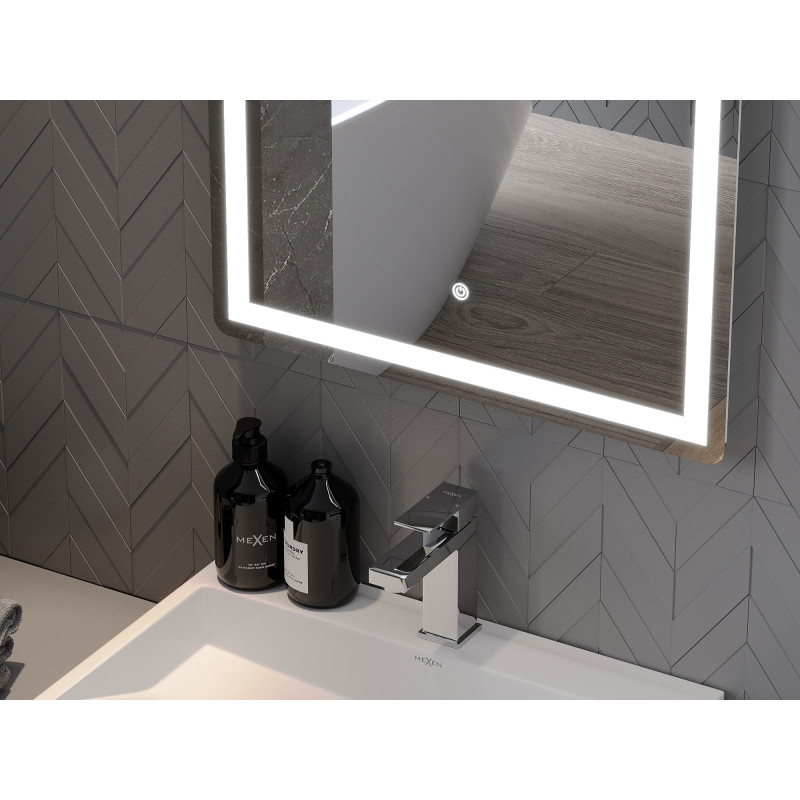 Mexen Onyx espejo de baño iluminado con espejo cosmético 60 x 80 cm, LED 6000K, antivaho - 9813-060-080-611-00